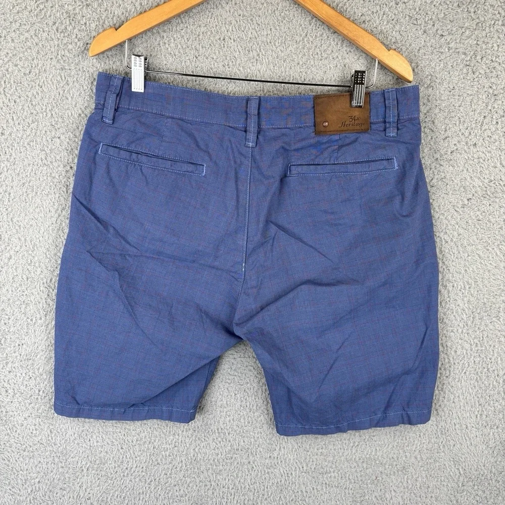 34 Heritage Shorts Mens 34 Blue Windowpane Golf Preppy Stretch Chino‎